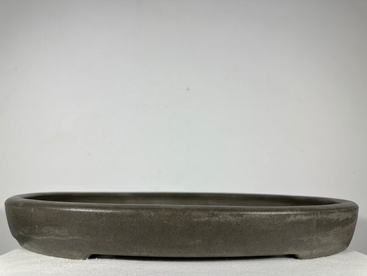 Preowned Japanese Tokoname Unglazed Oval Shallow Bonsai Pot Seizan - 20.75” By 14.75”