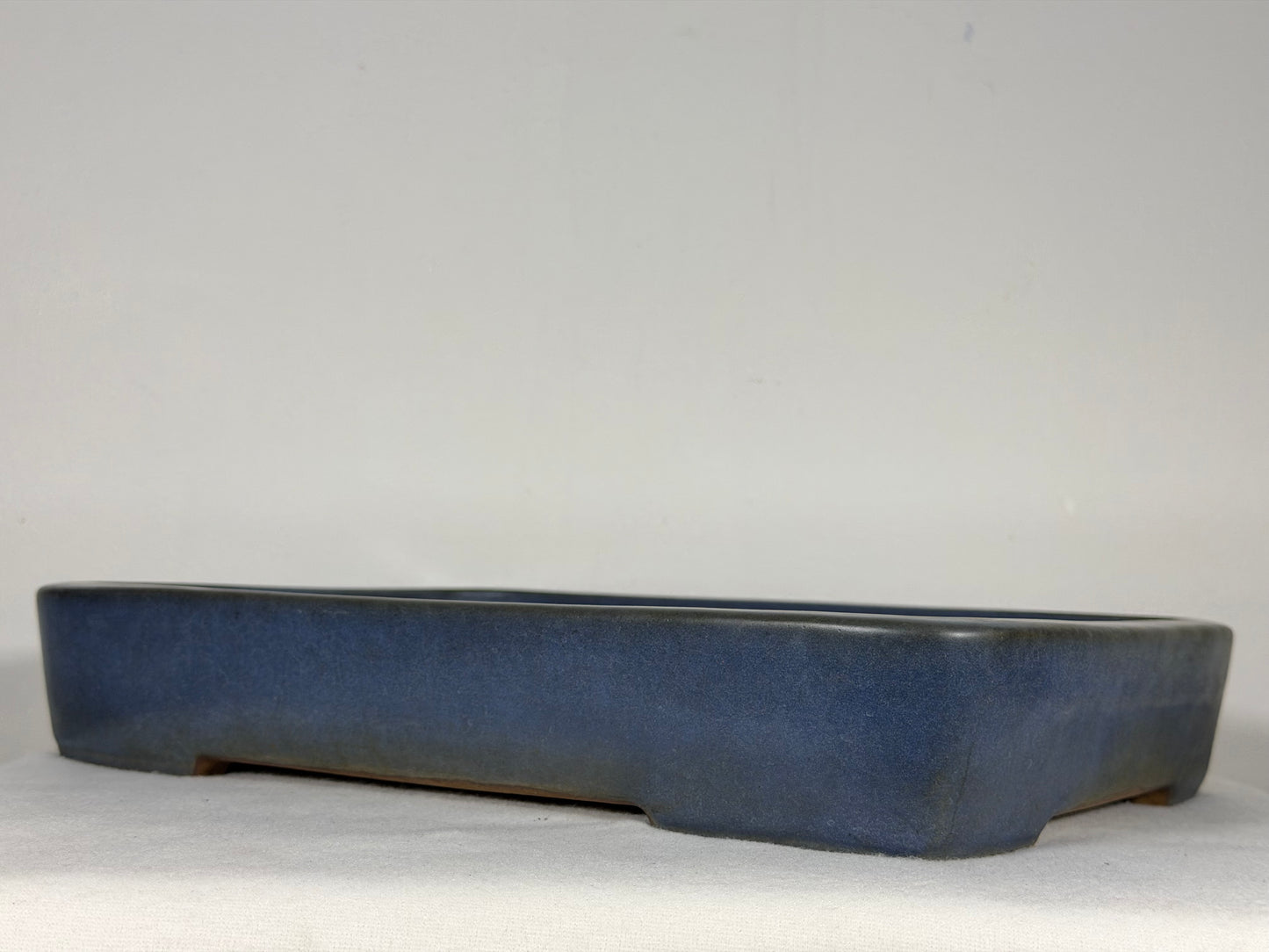 Preowned Japanese Tokoname Glazed Rectangular Bonsai Pot Yamafusa - 14” By 10.25”
