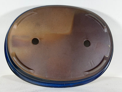 Preowned Japanese Tokoname Glazed Oval Bonsai Pot - 13.25” By 10”