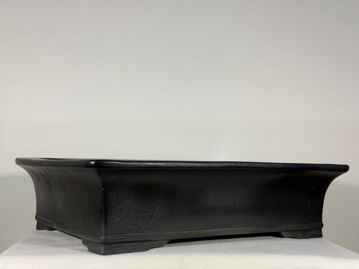 Preowned Japanese Tokoname Unglazed Rectangular Bonsai Pot Kizan - 16.25” By 12.25”