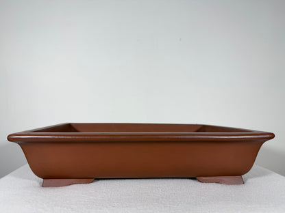Preowned Japanese Tokoname Rectangular Unglazed Bonsai Pot - 13.25” By 9.25”