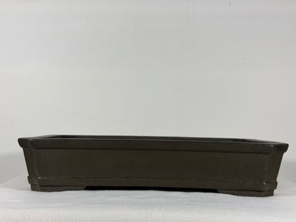 Preowned Japanese Tokoname Unglazed Rectangular Bonsai Pot Yamaaki - 13” By 8.75”