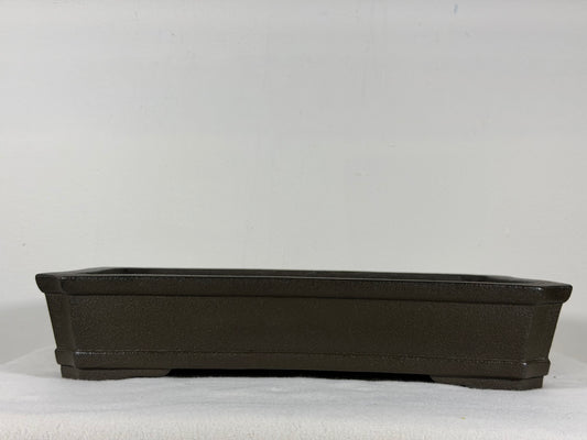 Preowned Japanese Tokoname Unglazed Rectangular Bonsai Pot Yamaaki - 13” By 8.75”