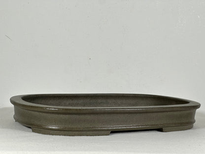 Preowned Japanese Tokoname Unglazed Rectangular Shallow Bonsai Pot Seizan - 12.25” By 9”