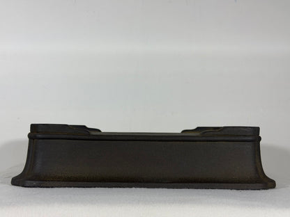 Preowned Japanese Tokoname Unglazed Rectangular Bonsai Pot Housei - 12.25” x 9.25” x 2 7/8”