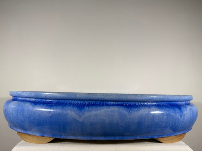 Preowned Japanese Tokoname Glazed Bag Style Bonsai Pot Canton China - 25.5” By 18”
