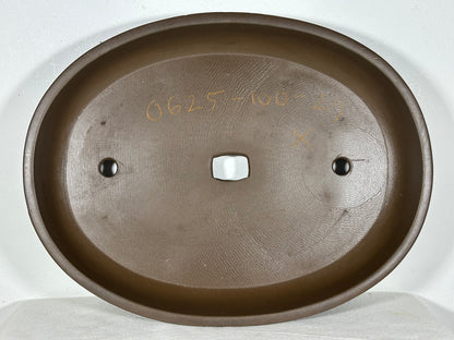 Preowned Japanese Tokoname Unglazed Oval Bonsai Pot has Stamp - 15.25” By 11.75”