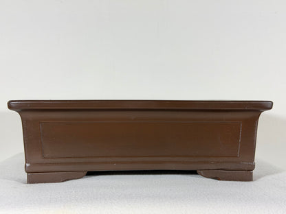 Preowned Vintage Japanese Tokoname Unglazed Rectangular Bonsai Pot Housei - 12.25” By 9.25”