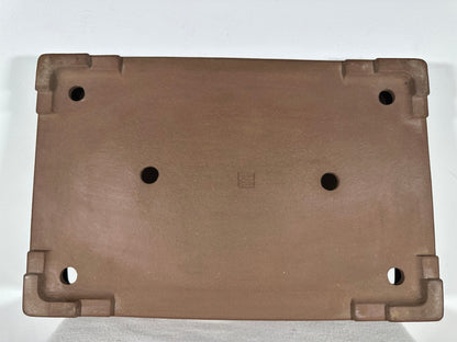 Preowned Japanese Tokoname Unglazed Rectangular Shallow Bonsai Pot Seizan - 18.75” By 12.75”