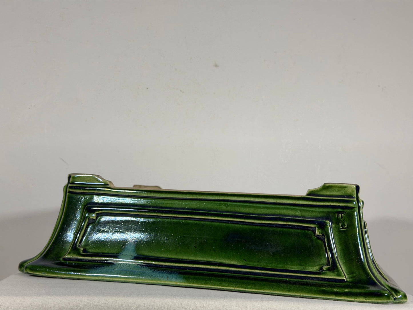 New Japanese Tokoname Glazed Rectangular Bonsai Pot Mazan Terahata - 15.5” By 13.5”