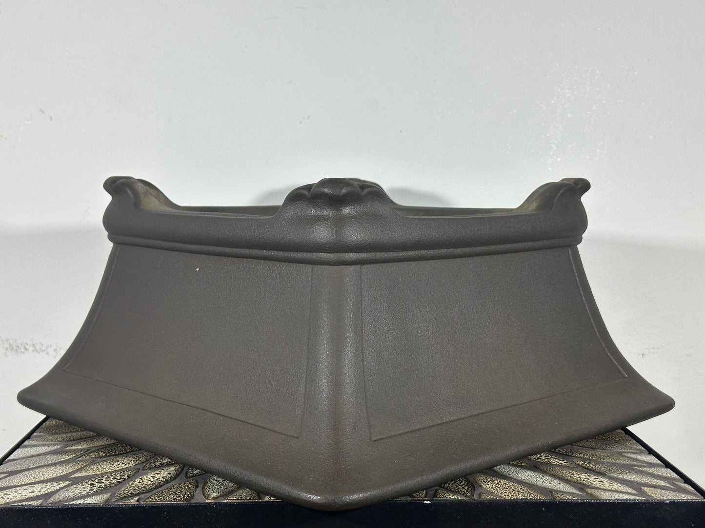 Preowned Japanese Tokoname Unglazed Square Semi Cascade Bonsai Pot Yamaaki - 14.25” By 6.75”