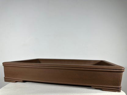 Preowned Japanese Tokoname Unglazed Rectangular Shallow Bonsai Pot Seizan - 18.75” By 12.75”