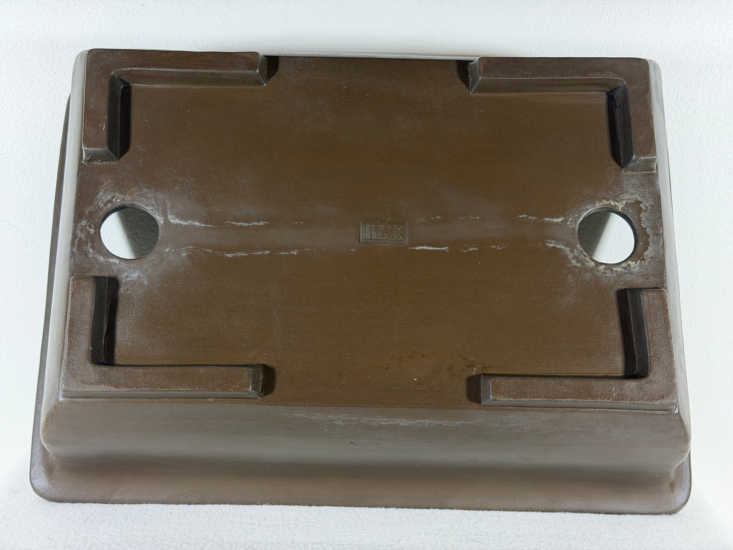 Preowned Japanese Tokoname Unglazed Rectangular Bonsai Pot Yamaaki - 15.5” By 11”