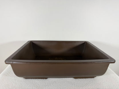 Preowned Japanese Tokoname Unglazed Rectangular Bonsai Pot Sankyou - 12.25” By 9.5”