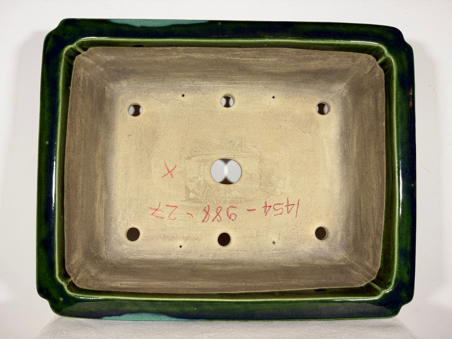 New Japanese Tokoname Glazed Rectangular Bonsai Pot Mazan Terahata - 18” By 14.25”