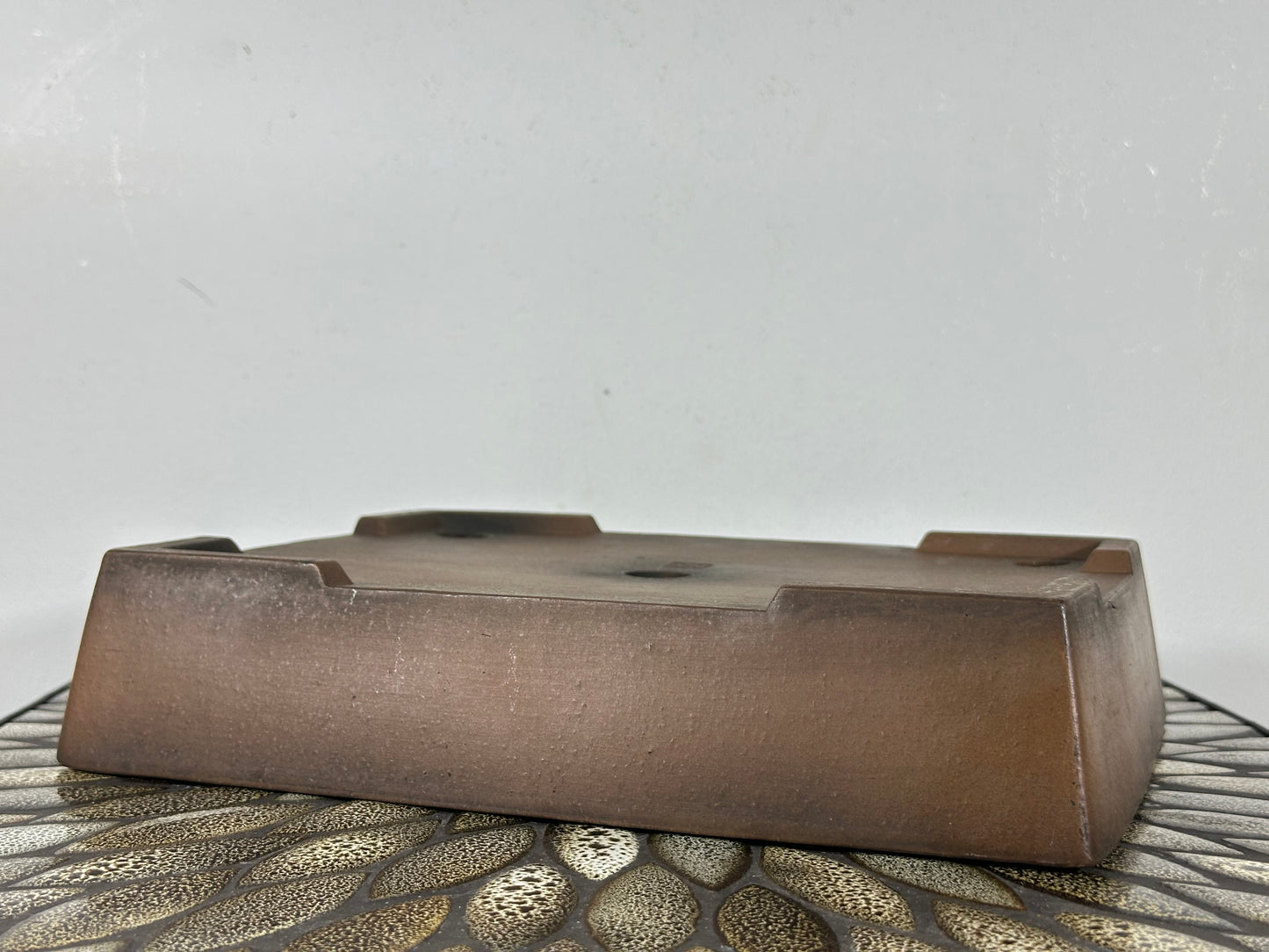 Preowned Japanese Tokoname Unglazed Rectangular Bonsai Pot Syouzan - 11.25” By 9”