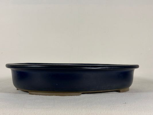Preowned Japanese Tokoname Glazed Oval Bonsai Pot Has Patina - 11.25” By 9”