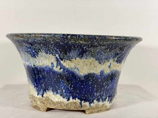 Preowned Japanese Tokoname Glazed Round High Quality Bonsai Pot Syuhou Yoshimura - 11.25” By 5.75”