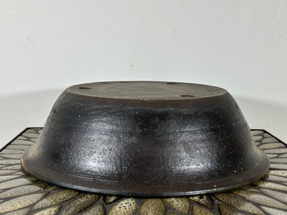 Preowned Japanese Tokoname Unglazed Round Bonsai Pot with Stamp - 12.25” By 3.5”