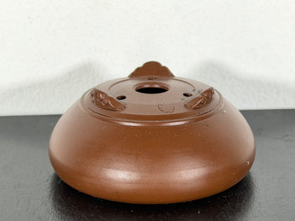 New Japanese Tokoname Unglazed Round Bonsai Pot Bigei - 3 1/8” By 1 3/8”