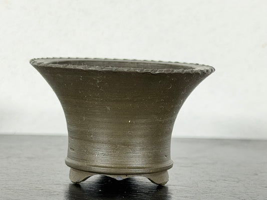 Preowned Vintage Japanese Tokoname Unglazed Cascade Round Bonsai Pot Kouhou - 2” By 1.25”