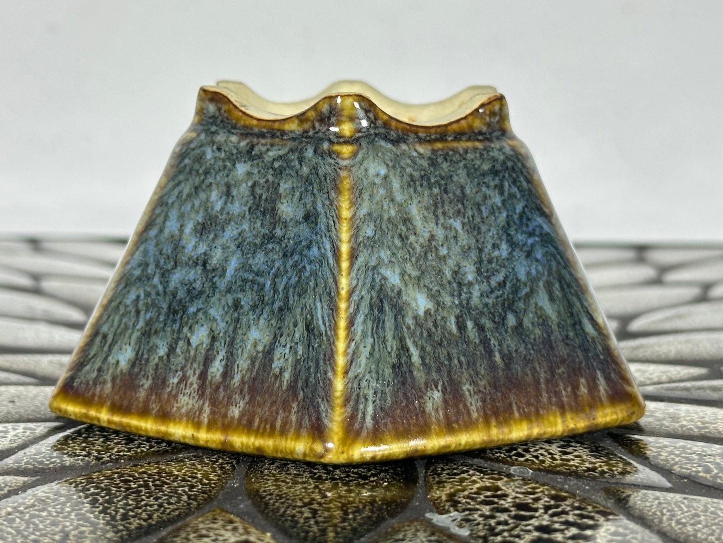 Preowned Hexagon Japanese Tokoname Glazed Bonsai Pot AIBA KOYO - 4” By 3.5”