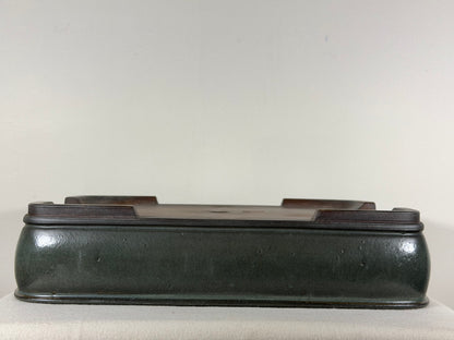 Preowned Japanese Tokoname Glazed Rectangular Bonsai Pot Shizan - 16.25” By 12.25”