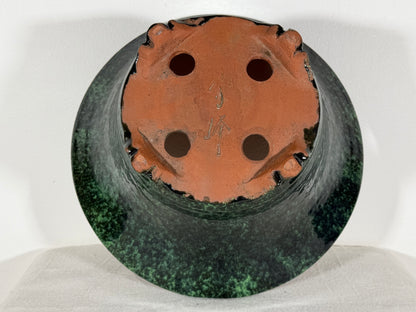 New Japanese Tokoname Glazed Round Bonsai Pot Syuhou Yoshimura - 12” By 6.25”