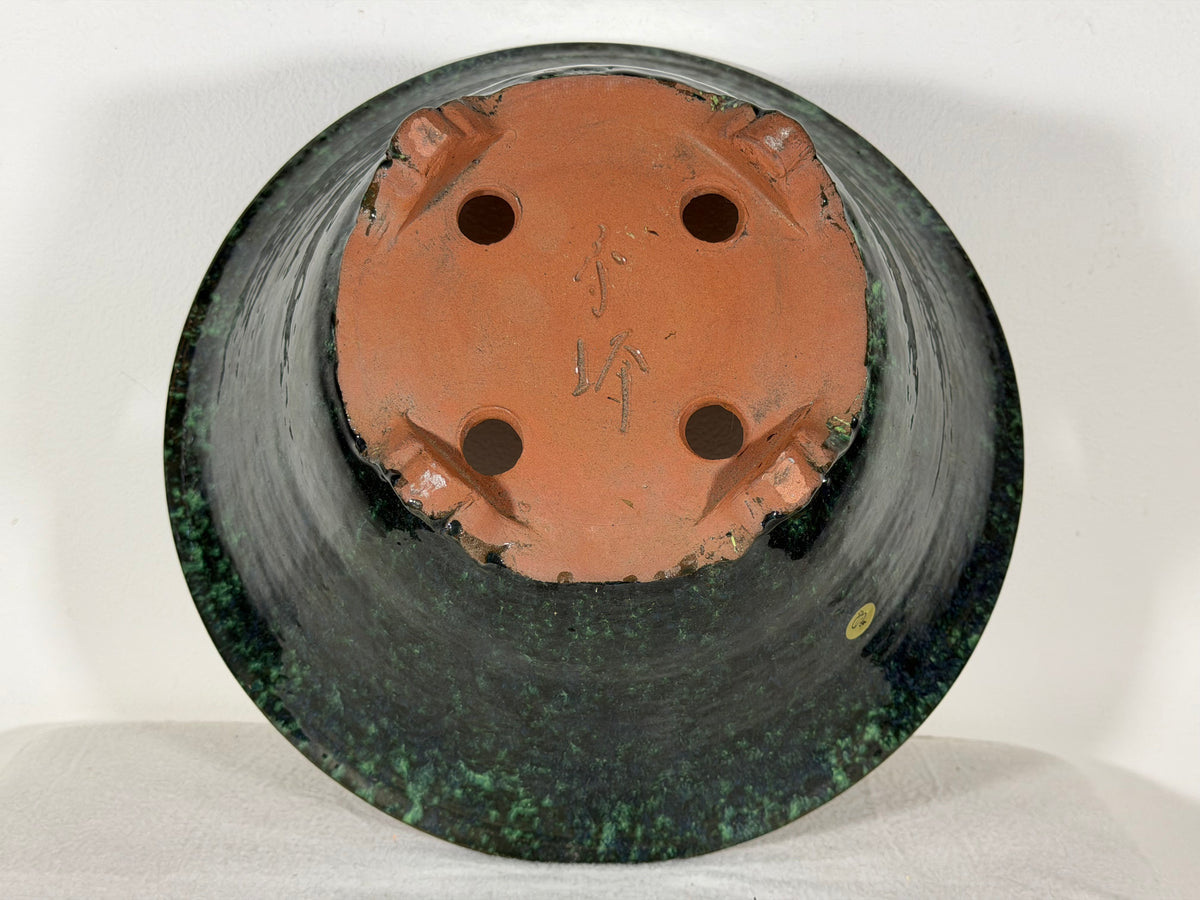 New Japanese Tokoname Glazed Round Bonsai Pot Syuhou Yoshimura - 12.25” By 5.5”