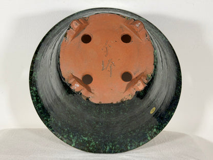 New Japanese Tokoname Glazed Round Bonsai Pot Syuhou Yoshimura - 12.25” By 5.5”
