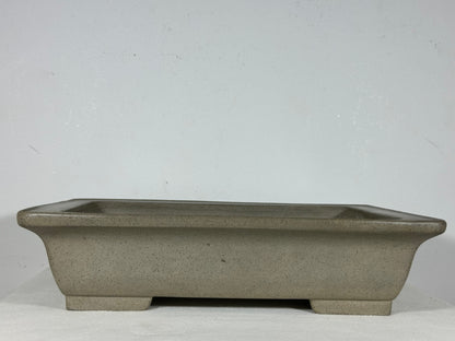Preowned Japanese Tokoname Unglazed Rectangular Bonsai Pot Seizan - 13.75” By 10.25”
