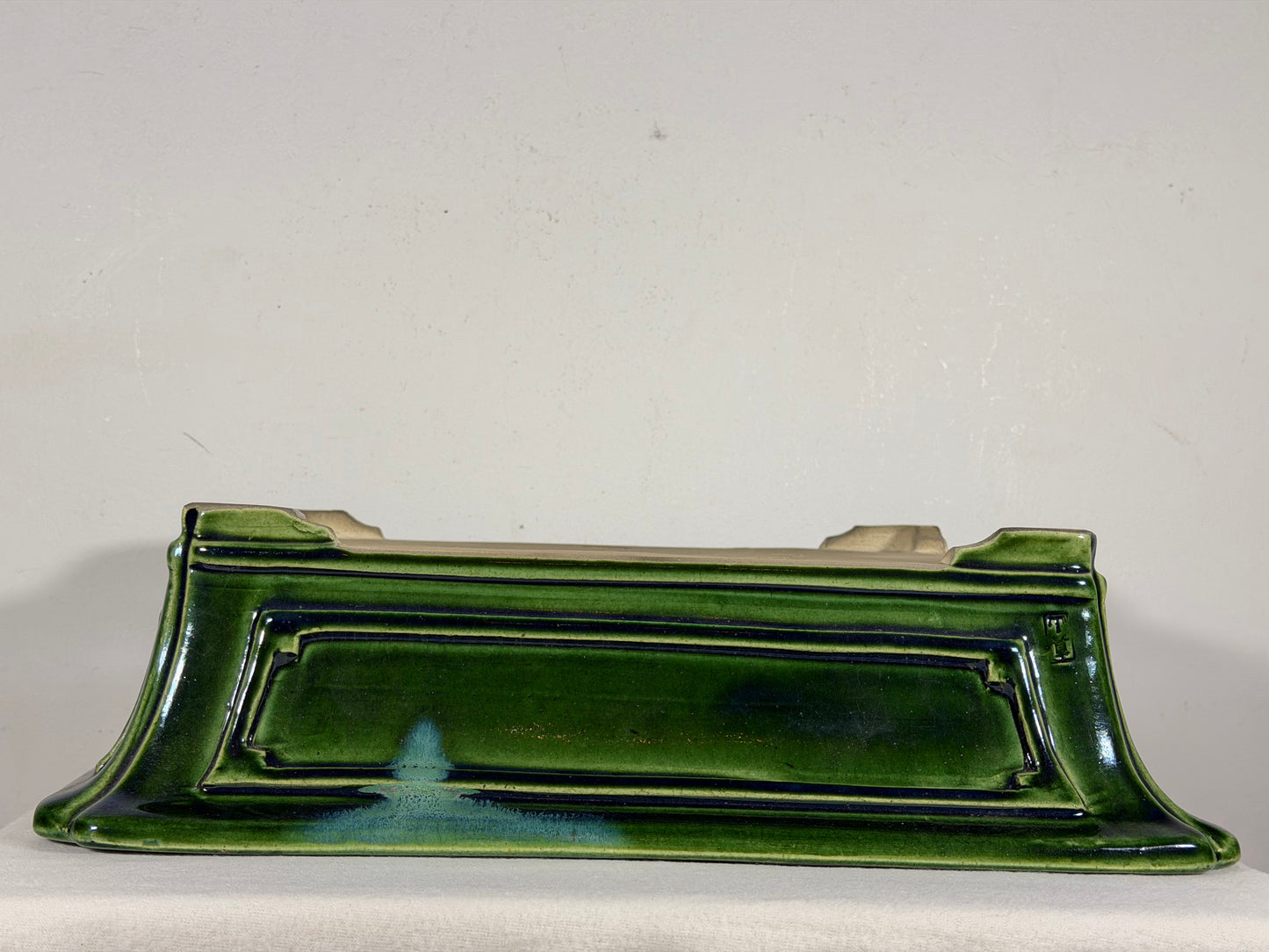 New Japanese Tokoname Glazed Rectangular Bonsai Pot Mazan Terahata - 15.5” By 13.5”