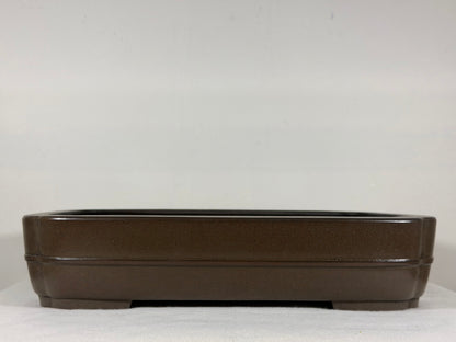 Preowned Japanese Tokoname Unglazed Rectangular Bonsai Pot Eiraku - 13.5” By 10.5”