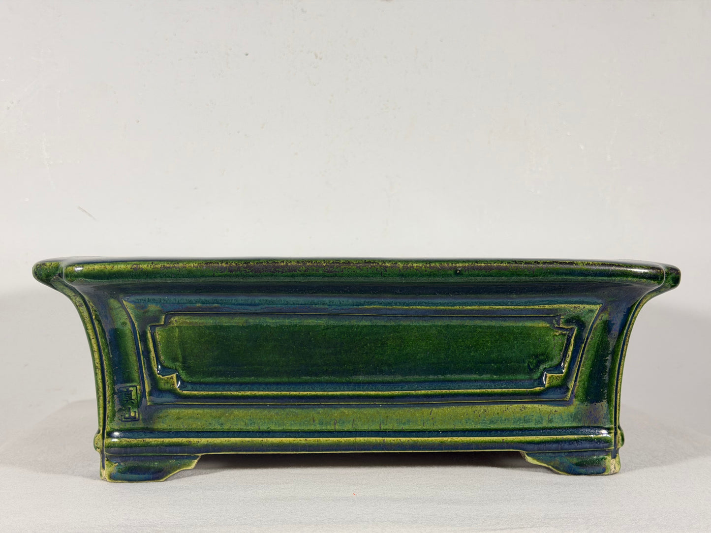 New Japanese Tokoname Glazed Rectangular Bonsai Pot Mazan Terahata -  12.25” By 10.75”