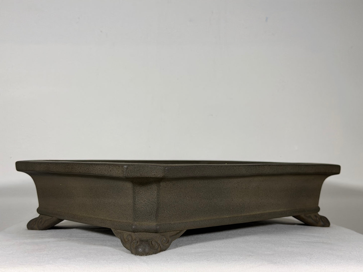 Preowned Japanese Tokoname Unglazed Rectangular Bonsai Pot Yamaaki - 13.75” By 10”