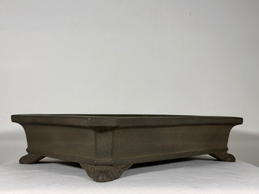 Preowned Japanese Tokoname Unglazed Rectangular Bonsai Pot Yamaaki - 13.75” By 10”