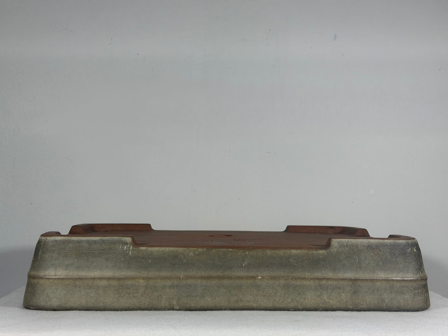 Preowned Japanese Tokoname Glazed Rectangular Bonsai Pot Yamafusa - 14” By 10.5”