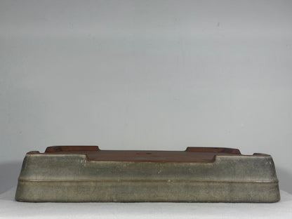 Preowned Japanese Tokoname Glazed Rectangular Bonsai Pot Yamafusa - 14” By 10.5”