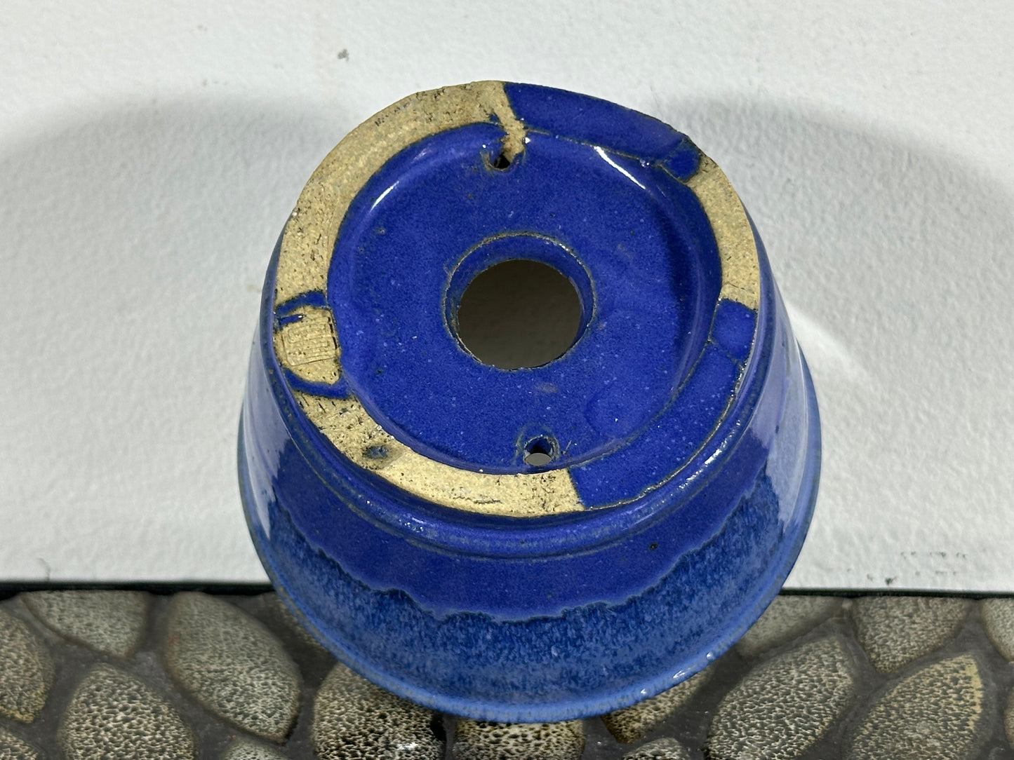 New Japanese Tokoname Round Glazed Bonsai Pot Katu - 4 3/8” By 2.75”