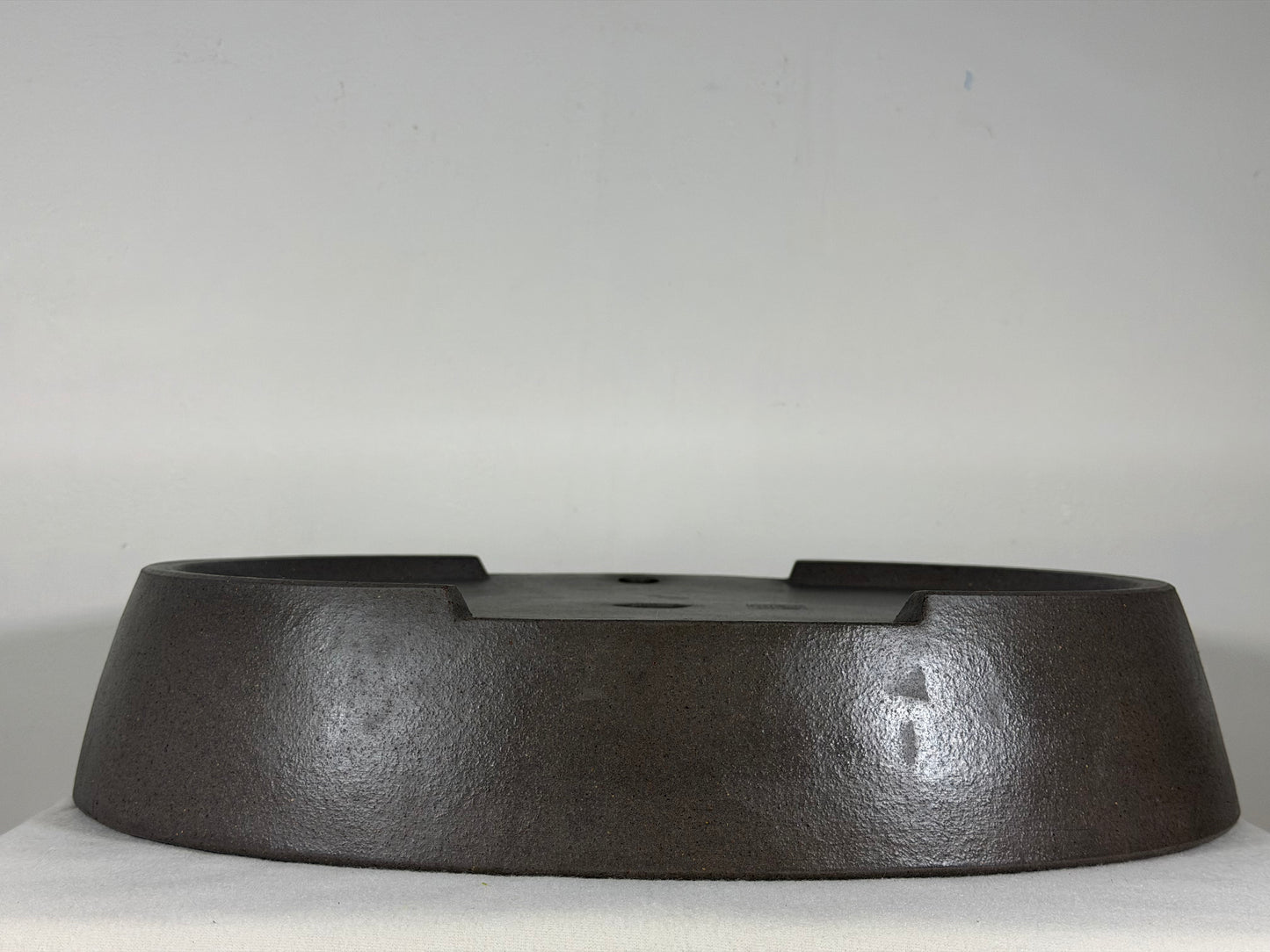 Preowned Japanese Tokoname Unglazed Oval Bonsai Pot Keizan - 16.25” By 12.75”