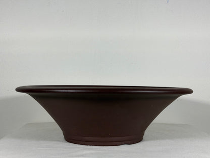 New Japanese Tokoname Unglazed Round Bonsai Pot Yamaaki - 12.75” By 4”