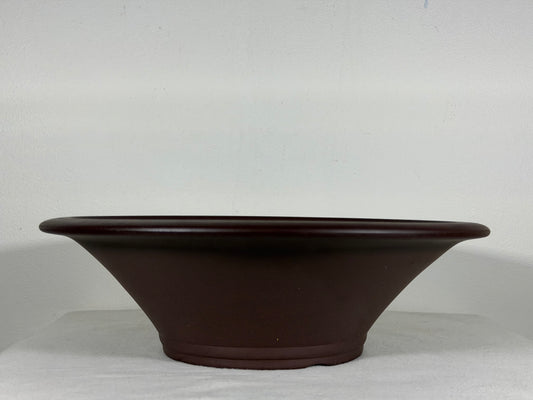 New Japanese Tokoname Unglazed Round Bonsai Pot Yamaaki - 12.75” By 4”