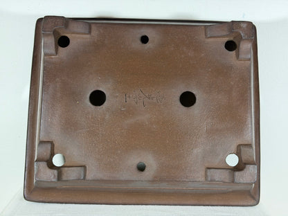 Preowned Japanese Tokoname Unglazed Rectangular Bonsai Pot Itukoudou - 15.75” By 13”