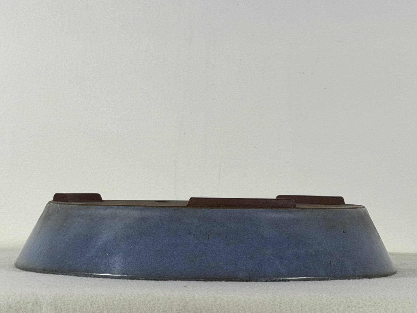 Preowned Japanese Tokoname Glazed Round Shallow Bonsai Pot Yamaaki - 10.25” By 2”