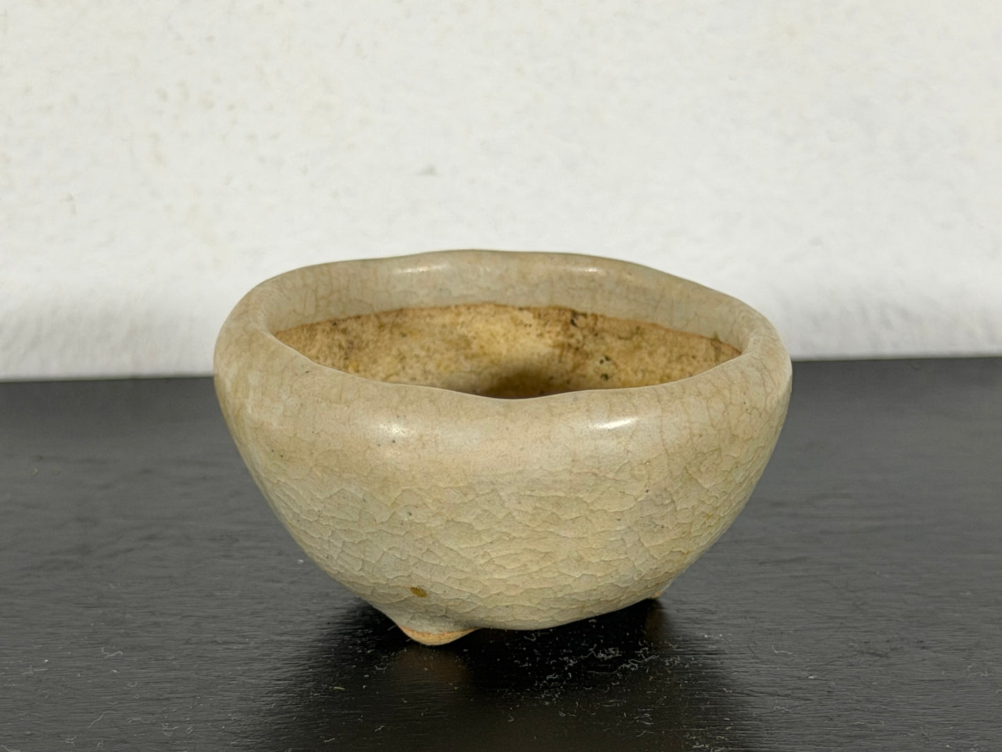 Preowned Japanese Tokoname Glazed Round Bonsai Pot Housou - 2” By 1”