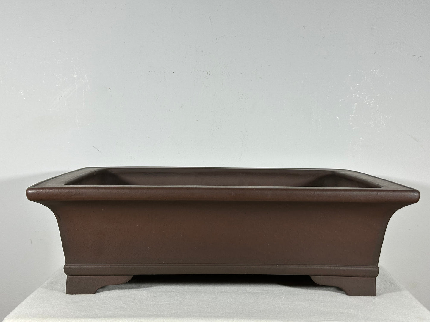 Preowned Japanese Tokoname Unglazed Rectangular Bonsai Pot Yamaaki - 16” By 12.75”