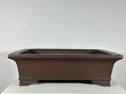 Preowned Japanese Tokoname Unglazed Rectangular Bonsai Pot Yamaaki - 16” By 12.75”