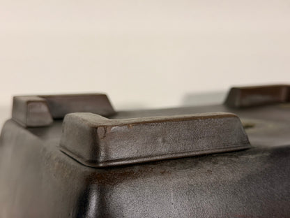 Preowned Japanese Tokoname Unglazed Rectangular Bonsai Pot Keizan - 13.5” By 9”