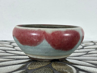 Preowned Japanese Tokoname Glazed Round Bonsai Pot with patina - 3.75” By 2.75”