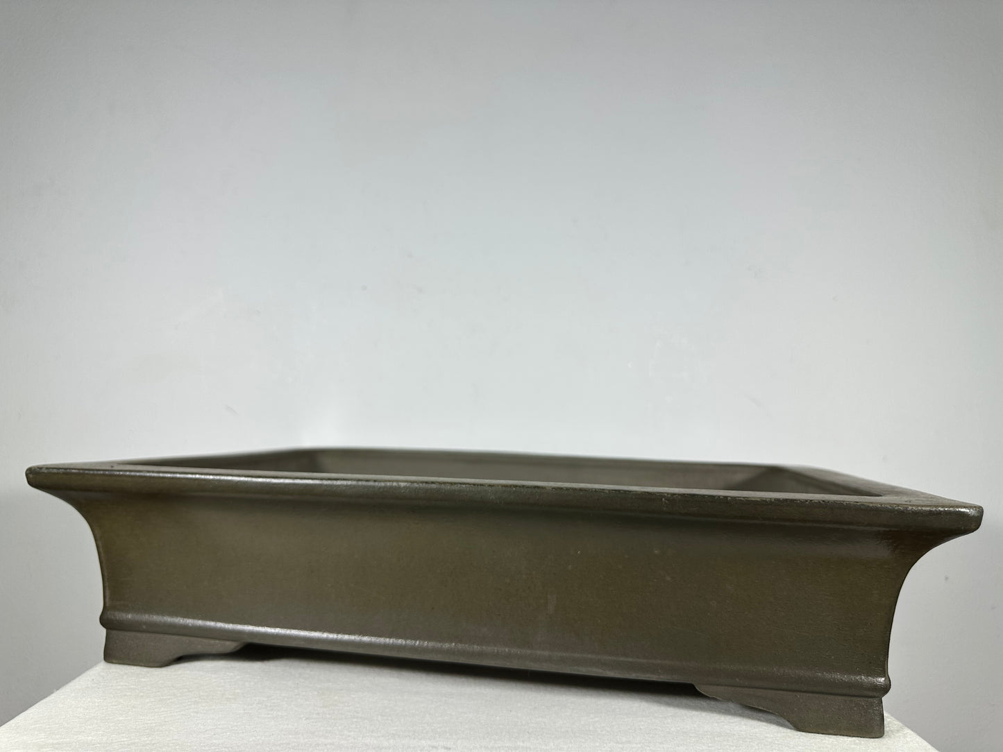 Preowned Japanese Tokoname Unglazed Rectangular Bonsai Pot Seizan - 18.5” By 13.5”